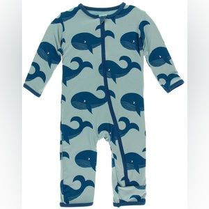 KicKee Pants Jade Whales Coverall with Zipper 9-12 Months